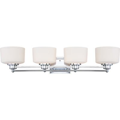 Nuvo Lighting 60/4584  Soho - 4 Light Vanity Fixture with Satin White Glass in Polished Chrome Finish
